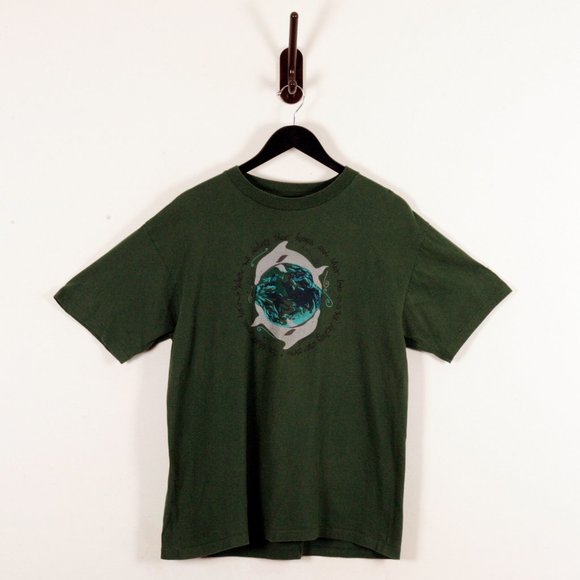 American Vintage Other - Vintage 90s Earth Alert Dolphin World Globe Tee L